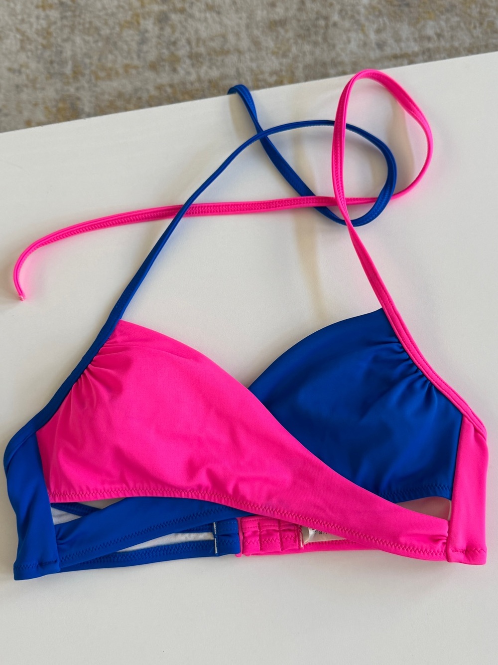 PINK Victoria's Secret Two-Tone Hot Pink & Royal Blue Bikini Top